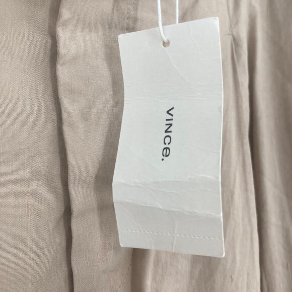 VINCE Preppy Linen Cargo Cropped Oat Beige Trouser Pant 8 NEW Capsule Beach - Picture 11 of 15